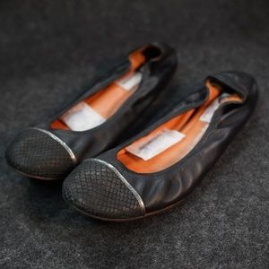 Lanvin Cap Toe Leather Ballerina Flats